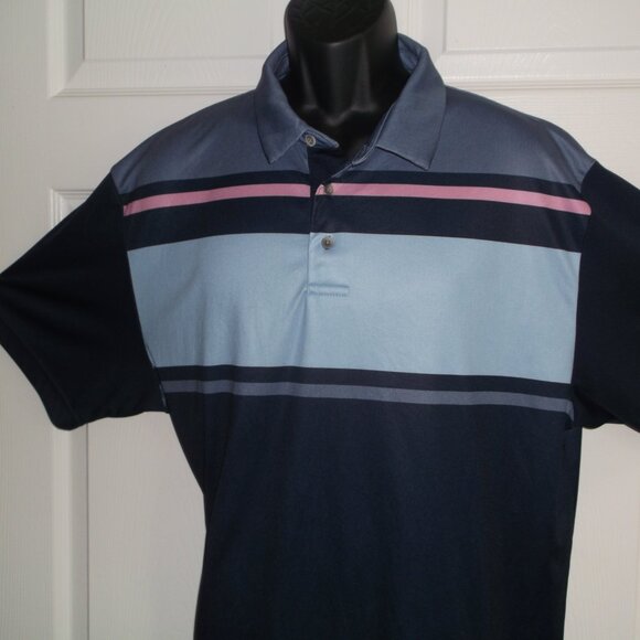Pro Tour Coolplay Golf Polo Shirt ~ Men's XL ~ Blues with a Pink Stripe - Picture 4 of 7